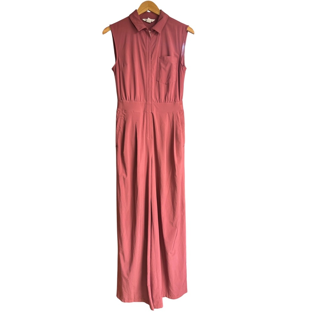 Athleta Brooklyn Heights Wide Leg Jumpsuit Mauve Pink Womens Size 4 Pocketed